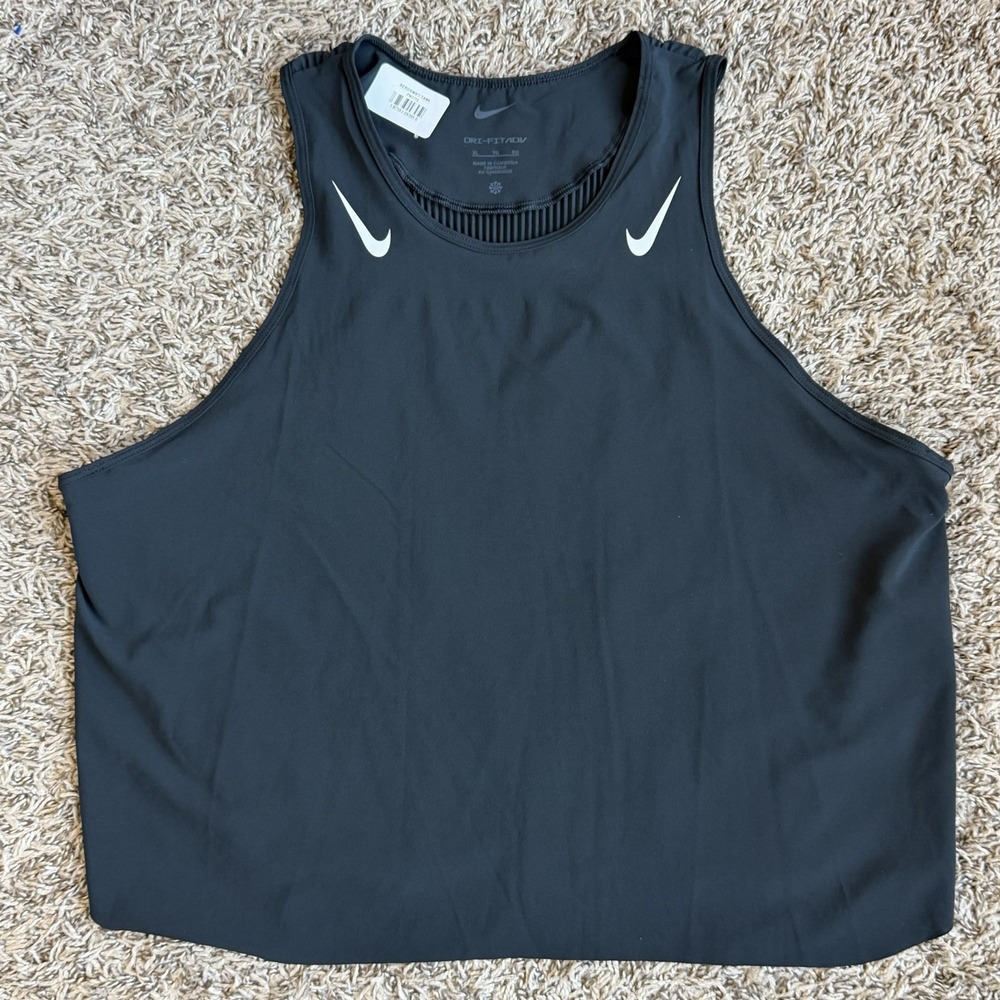 Nike AeroSwift Dri-FIT ADV Racing Cropped Tank Top Womens XL Black FN2713-010